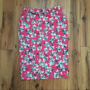 Pink floral midi skirt